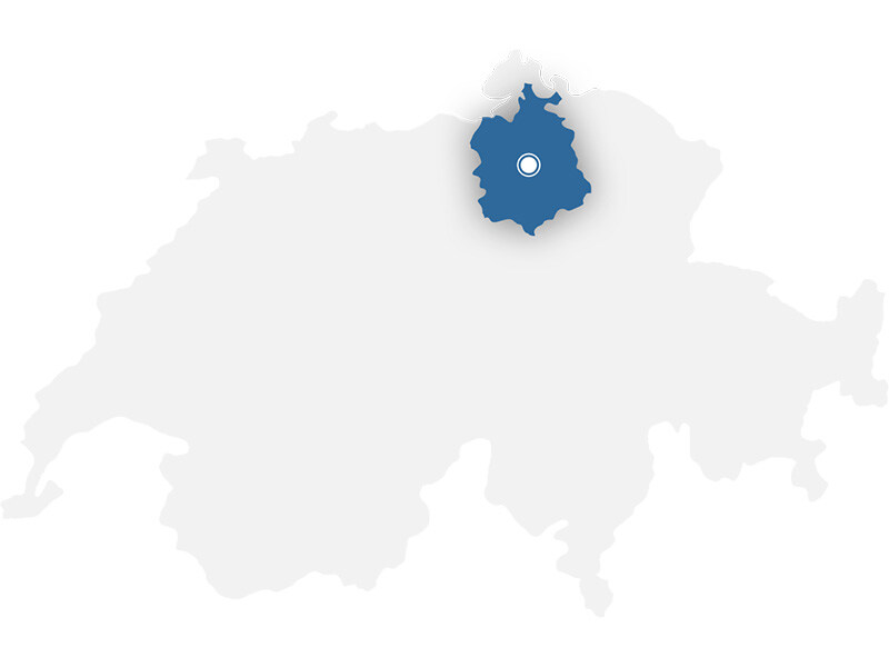 Bild Zeigt Karte der Schweiz, in der der Kanton Zürich blau hervorgehoben ist