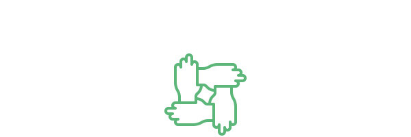 Icon zeigt 4 sich gegenseitig haltende Hände